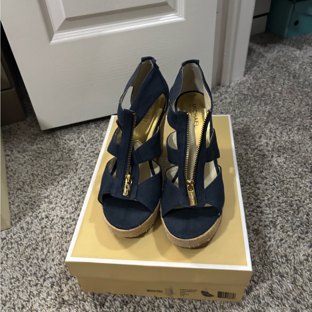 Michael Kors Blue Wedge Shoes with Elegant Design